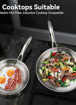 Duxtop Whole-Clad Tri-Ply Stainless Steel Induction Cookware Set, 10PC Kitchen Pots and Pans Set