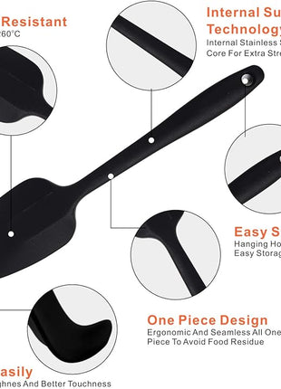Silicone Spatulas, 8.2 inch Small Rubber Spoon Spatula Heat Resistant Seamless One Piece Design Non-Stick Spoonula Flexible Scrapers Baking Mixing Tool (6 Pcs)
