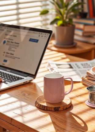 Sweese 20 OZ Porcelain Tea Mug with Infuser and Lid, Loose Leaf Tea Cup, Gifts for Tea Lover - Pink