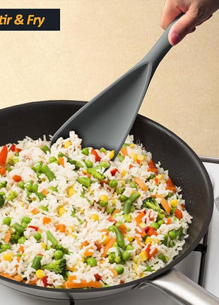 Silicone Spatula Spoon, Great for Both Cooking and Serving Durable BPA-Free Matte Black Silicone, Seamless Design, Safe for Nonstick Cooking Surfaces, 2-Pcs, Gray