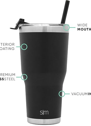 Simple Modern Officially Licensed Collegiate ETSU Buccaneers Tumbler with Straw and Flip Lid | Insulated Stainless Steel 30oz Thermos | Cruiser Collection | East Tennessee State University