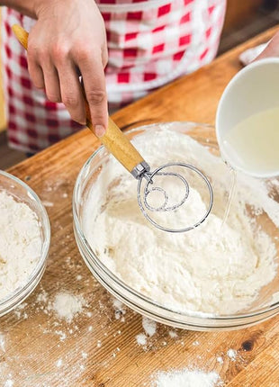 Danish Dough Whisk Bread Mixer，2 Pack Premium Stainless Steel Dutch Whisk With a Dough Scraper for Bread, Pastry or Pizza Dough - Perfect Baking