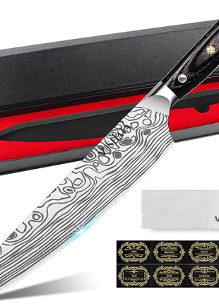 MOSFiATA Chef Knife 10 Inch Super Sharp Professional Kitchen Knife with Finger Guard in Gift Box, German High Carbon Stainless Steel EN.4116 Cooking Knife with Micarta Handle