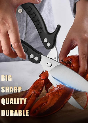 DRAGON RIOT Heavy Duty Poultry Shears - A Must Have Kitchen Shears for Chicken and Meat Cutting - Dishwasher Safe and Stainless Food Kitchen Scissors for Thanksgiving(Black)
