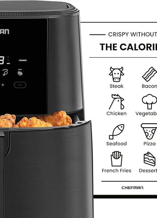 Chefman TurboFry Touch Air Fryer, 8-Quart Family Size, One-Touch Digital Controls for Healthy Cooking, Presets for French Fries, Chicken, Meat, Fish, Nonstick Dishwasher-Safe Parts, Black