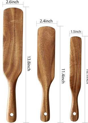 Wooden Spurtles Set for Cooking, 5 Pcs Natural Teak Wood Slotted Spurtles for Stirring, Mixing, Serving, Non-Stick Heat-Resistant Kitchen Utensils Tools