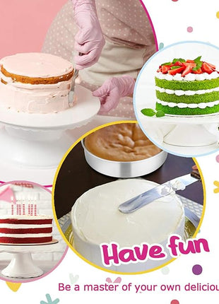 E-far 6 Inch Cake Pan Set of 2, Stainless Steel Round Smash Cake Baking Pans, Non-Toxic & Healthy, Mirror Finish & Dishwasher Safe