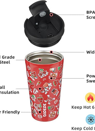 BJPKPK 18oz Tumbler With lid And Straw Stainless Steel Travel Coffee Mug Insulated Tumblers Cups,Passionate-Red