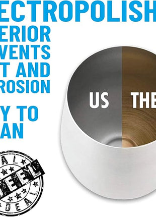 Stainless Steel Unbreakable Wine Tumblers: Stemless Camping Wine Glasses, NO LIDS, Cool Outdoor 18 oz Metal Wine Glass Set of 4 - Portable for Pool, Picnic - Drinking Cups for Outdoors