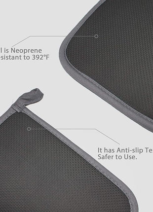 2 PCS Gray Pot Holders Sets for Kitchen Heat Resistant Oven Hot Pads with Pockets Non Slip Soft Grip Potholders for Baking Cooking 8"x8.5"