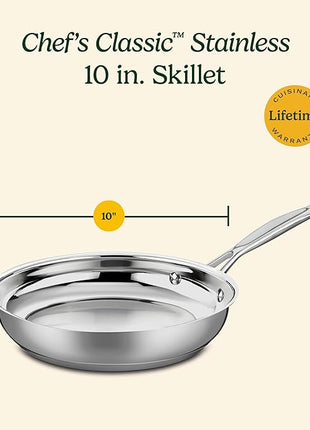 Cuisinart 10-Inch Open Skillet, Chef's Classic Stainless Steel Cookware Collection, 722-24