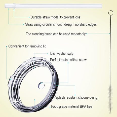 Spill Proof Lid With Straw For YETI Rambler, Tumbler, Ozark Trail cup and other brands Vacuum insulation stainless steel 20 oz Tumblers (20oz)