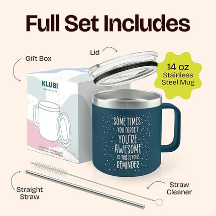 Gifts for Coworkers Friends - Sometimes You Forget Your Awesome Gifts for Coworkers Birthday Navy 14 Ounce Coffee Mugs for Women Coffee Tumbler Funny Birthday Mothers Day from Friends