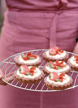 TeamFar Round Cooling Rack Set of 2, 10½ Inch Round Wire Baking Steaming Roasting Rack Set Stainless Steel, Healthy & Mirror Finish, Oven & Dishwasher Safe