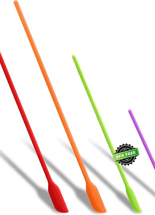 Anaeat Mini Silicone Spatulas - Set of 4 Multifunctional Small Kitchen Scraper Lotion Stirrer Tiny Makeup Beauty Spatula Reusable for Jam Jar, Cosmetic Bottles, Narrow Can and Thin Bottles (Colorful)