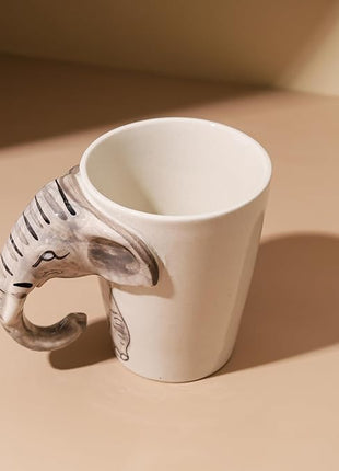 IYARA CRAFT 3D Elephant Mug – 11oz Ceramic Cup with Sculpted Trunk Handle, Microwave & Dishwasher Safe, Mom and Baby Elephant Design