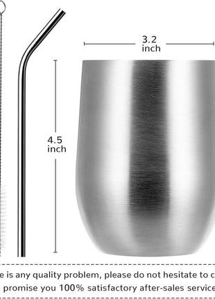 MEWAY 12oz Wine Tumbler 16 Pack Bulk Gifts for Women,Double Wall Vacuum Stainless Steel Travel Mug with Lid,Insulated Stemless Wine Cup Glass for Coffee,Cocktails,Drinks(Sliver,Set of 16)