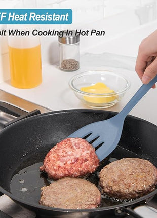 Silicone Spatula Turner Set, High Heat Resistant Spatulas with Seamless One Piece Design, Nonstick Rubber Flippers Utensils for Baking & Cooking,BPA-Free, Starry Blue,11IN