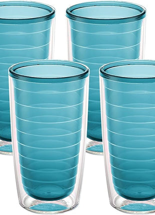 Tervis Clear & Colorful Tabletop Made in USA Double Walled Insulated Tumbler Travel Cup Keeps Drinks Cold & Hot, 16oz - 4pk, Blue Moon