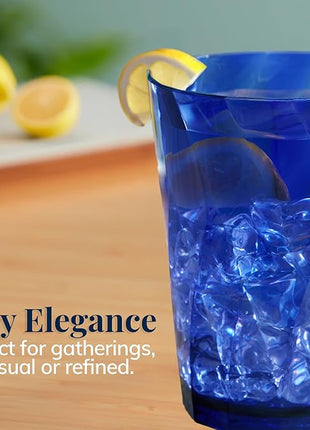 US Acrylic Optix Plastic Reusable Drinking Glasses (Set of 8) 14oz Rocks Cups in Jewel Tone Colors | BPA-Free Tumblers, Made in USA | Top-Rack Dishwasher Safe