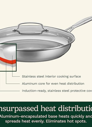 Cuisinart 12 Inch Skillet with Glass Cover, Chef's Classic Collection, 722-30G