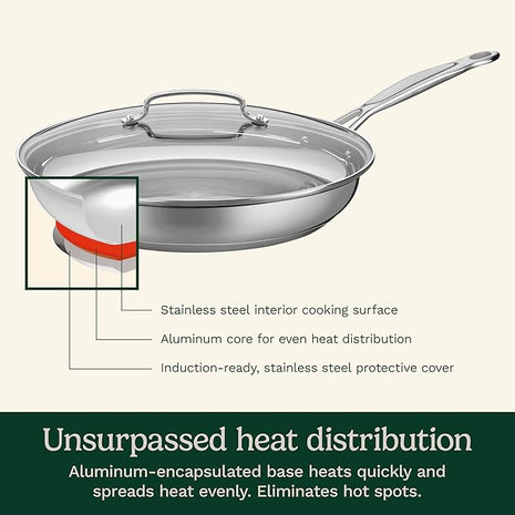 Cuisinart 12 Inch Skillet with Glass Cover, Chef's Classic Collection, 722-30G