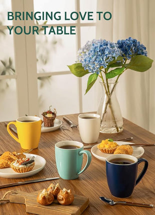 Sweese Porcelain Mugs - 12 Ounce for Coffee, Tea, Mocha and Mulled Drinks - Set of 6, Hot Assorted Colors