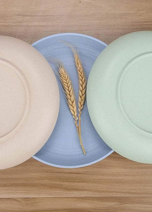 LuckyZone 8.8 Inches Unbreakable Wheat Straw Plates - Reusable Plate Set - Dishwasher & Microwave Safe - Perfect for Dinner Dishes - Healthy, BPA Free & Eco-Friendly (8.8 Inches)