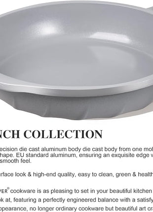 COOKLOVER Nonstick Frying Pan 100% PFOA Free Cookware Induction Skillet Stir Fry Pan (Gray, 7.9 inch)