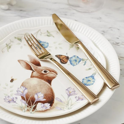 Lenox, Dinnerware Set, Butterfly Meadow Bunny 4-Piece Accent Plate Set, Service For 4, Microwave And Dishwasher Safe, Porcelain Plates, Easter Plates, Dish Set, Home And Kitchen (Assorted, 4 Pieces)