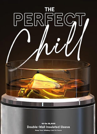 asobu Whiskey Sleeve Glass – Insulated Bourbon Tumbler with Premium Rocks Glass, BPA-Free, Double-Wall Stainless Steel, Keeps Drinks Cold Longer, 10.5oz