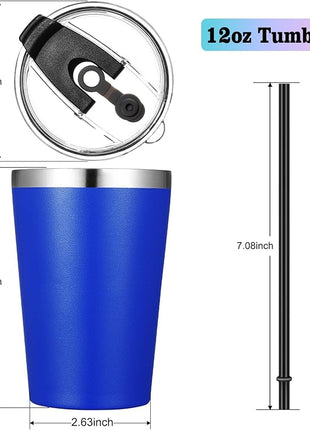 VEGOND 12oz Tumbler Stainless Steel Tumbler bulk Vacuum Insulated Double Wall Travel Tumbler with Lid and Straw Reusable Tumbler, Light Blue 6 Pack