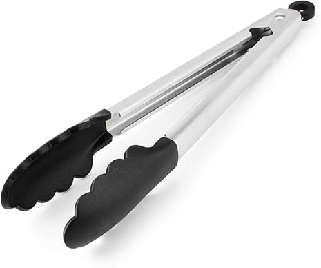 KitchenAid Silicone Tipped Stainless Steel Tongs, 12 Inch, Black