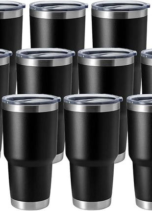 HASLE OUTFITTERS 30oz Stainless Steel Tumbler, Double Wall Vacuum Insulated Travel Mug Tumbler, Durable Insulated Coffee Mug, Gift Box Set (Black, 12)