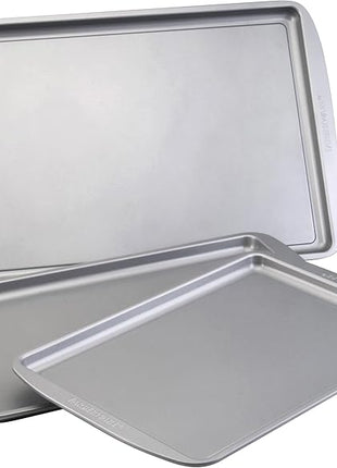 Farberware Nonstick Bakeware 3-Piece Cookie Pan Set, Gray
