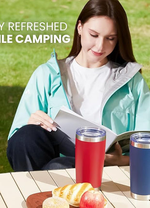 MEWAY 20oz Tumbler Cup Double Wall Vacuum Insulated Travel Mug Bulk, Stainless Steel Tumblers with Lid and Straw, Durable Powder Coated Coffee Cups for Cold & Hot Drinks (Navy, 1)