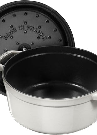 Staub Cast Iron 7-qt Round Cocotte - White Truffle, Made in France
