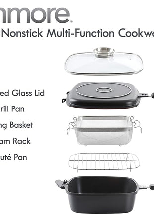 Kenmore Wyatt Aluminum Stackable All in One Multi-Function Cookware Set (Grill, Fry, Steam, Saute)