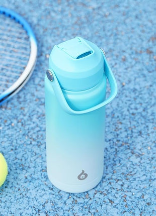 BJPKPK Water Bottle with Straw Lid, 32oz Vacuum Insulated Water Bottles, Metal Stainless Steel Thermo for Sports, Travel, BPA Free Leak Proof Thermo, Cups, Flasks, Tumblers,Fresh Green