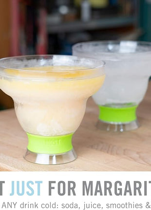 HOST FREEZE Plastic Margarita Glasses, Insulated Cocktail Glasses for Slush Drinks and Frozen Cocktails, Margarita Cups for Cocktail Party, Home Bar Gifts for Women, 12 oz, Set of 4, Grey