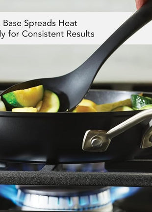 KitchenAid Hard Anodized Induction Nonstick Frying Pan Set With Lid, 3-Piece – 8 & 10 Inch Skillets, Durable, Even Heating, Dishwasher & Oven Safe, Easy-Clean, Matte Black