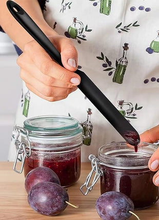 【3 Pack】Silicone Jar Spatula, Long Handle Jar Scraper Spurtle, Sourdough Spatula, Non-Stick Heat Resistant Cake Cream Spatulas Set, Small Spatulas for Kitchen Use