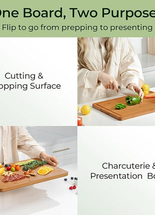 Extra Large Bamboo Cutting Board for Kitchen - 18 Inch Wood XL Cutting Boards with Juice Groove and Handles, Wooden Chopping Board for Meat, Cheese, Fruit & Vegetables (Pre Oiled, Brown)