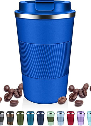 Insulated Coffee Tumblers with Flip Lid 12oz / 17oz, Stainless Steel Travel Coffee Mug Leak Proof, Vacuum Insulated Coffee Mug Reusable Cup, Keeps Cold and Hot for Coffee Tea