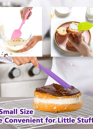 Silicone Spatula Set of 7, P&P CHEF Heat-Resistant Rubber Spatulas Kitchen Utensils Set for Non-stick Cooking Baking Mixing, Seamless & Flexible Design, Dishwasher Safe, Multicolor