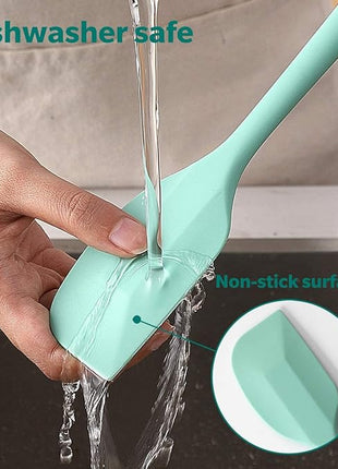 Wanbasion 5 Piece Premium Silicone Spatula Set Heat Resistant, Colorful Rubber Baking Spatula Set, Kitchen Spatula Set Dishwasher Safe for Nonstick Cookware Cooking Mixing Light Green