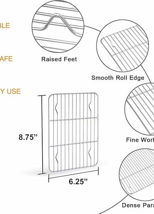 TeamFar Toaster Oven Tray and Rack Set, 9.3’’ x 7’’ x 1’’, Stainless Steel Toaster Oven Pan Broiler Pan, Non Toxic & Healthy, Easy Clean & Dishwasher Safe