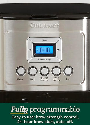 Cuisinart 14-Cup Coffee Maker, Programmable PerfecTemp Glass Carafe Coffee Machine with 1-4 Cup Setting, Brew Strength Control and Brew Pause, Stainless Steel, DCC-3200NAS