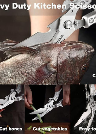 Stainless Steel Heavy Duty Kitchen Scissors - 2 Pack Multipurpose Food Scissors, Poultry & Meat Shears