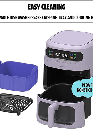 CRUX x Marshmello 8.0 QT Digital Air Fryer with TurboCrisp Technology, Touch Screen Temperature Control, Timer and Auto Shut-off, Fully Programmable, Silicone Liner Included, Lavender